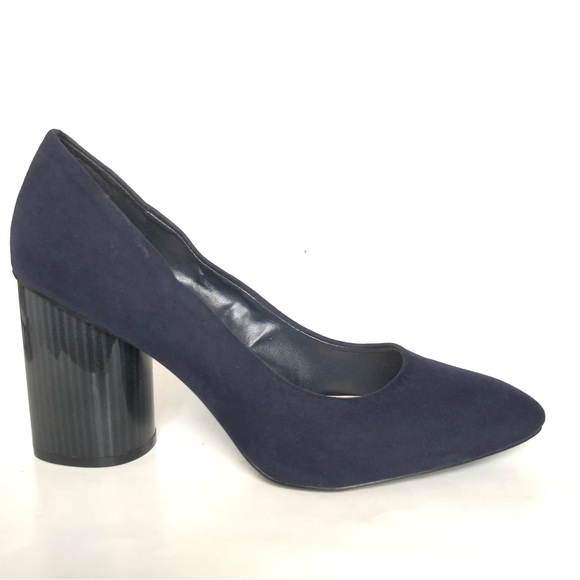 NINE WEST Navy Blue Faux Suede Camanda Heeled Pumps Heels Women’s Size 10 - Picture 4 of 12
